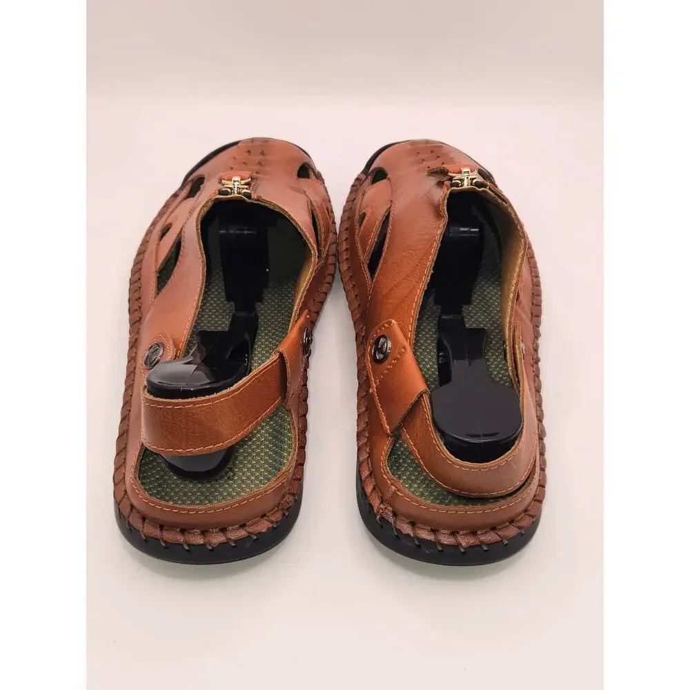Men's Leather Fisherman Sandals Brown Comfort Slingback US 8 EU 41 New